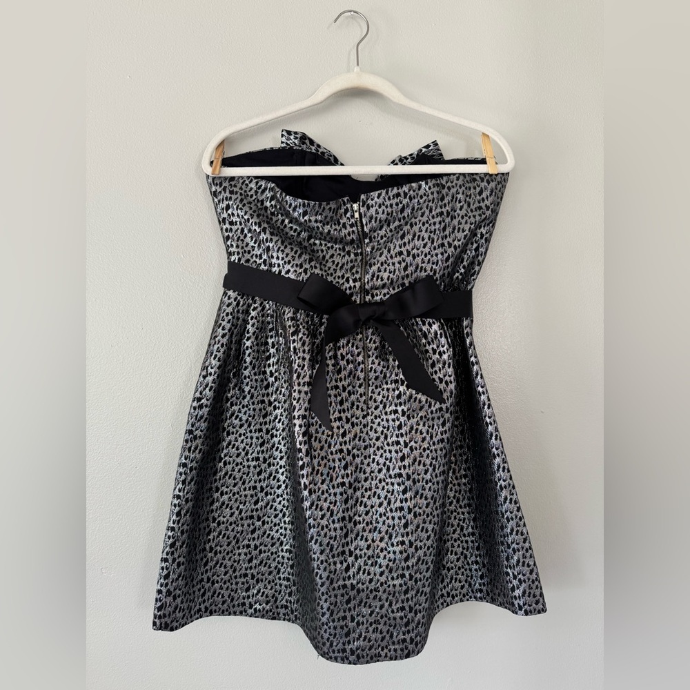 Y2K Charlotte Russe Strapless Metallic Animal Print Mini Dress with Bow - Picture 3 of 5